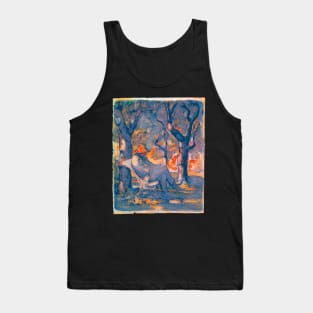 A Man Reading in a Garden Bright Colors  Honore Daumier  an old man under the chestnut trees in the Champs Elysées in Paris France Tank Top